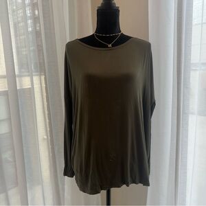 Super soft army green long sleeved oversized shirt